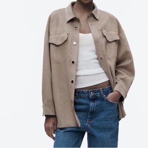 Zara Faux Suede Snap Front Jacket